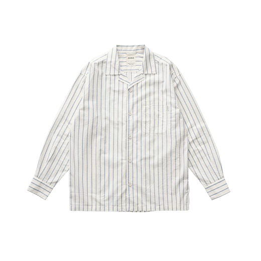 吃茶去chichaqu休闲全棉泡泡纱简约条纹衬衫 商品图5