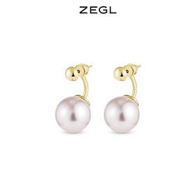 ZEGL温柔粉人造珍珠耳环女小众设计耳钉轻奢高级感小香风秋冬耳饰