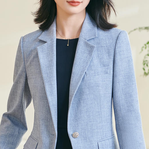 剩S 油画蓝西服外套 米思阳 一粒扣西服 2026春季新款高级感通勤百搭气质西装外套1120 商品图4