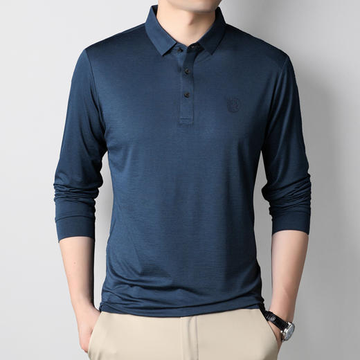 【新款DSZ】大依优型大码长袖Polo衫翻领T恤加肥加大肥佬休闲商务宽松透气上衣打底 商品图0