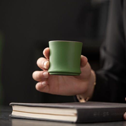 节节高升杯粗陶品杯竹绿色茶杯竹绿釉主人杯茶具套装竹节小杯子 商品图4