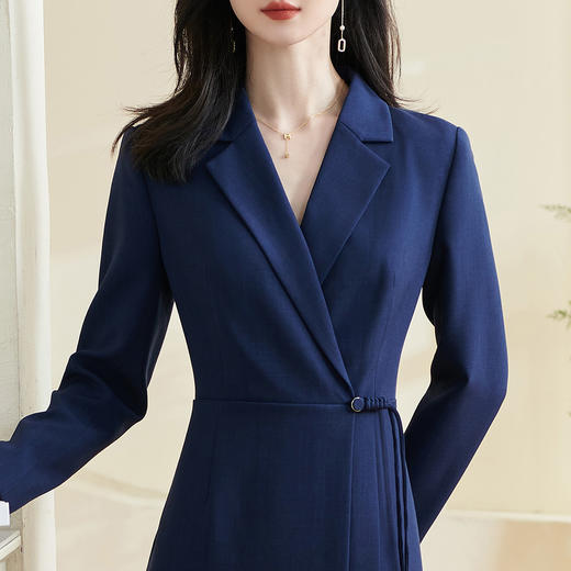 剩S/M/L 米思阳2026春季新款气质通勤收腰连衣裙修身盘扣纯色西装裙子0458 商品图4