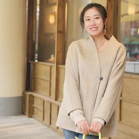 米加蜜 羊驼毛双面双色短大衣新中式外套