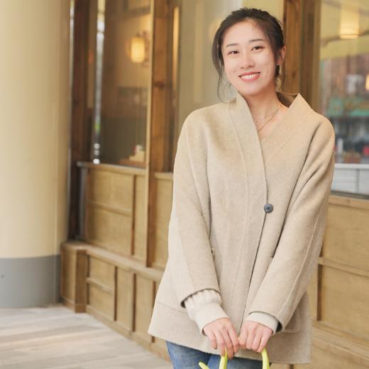 米加蜜 羊驼毛双面双色短大衣新中式外套 商品图0