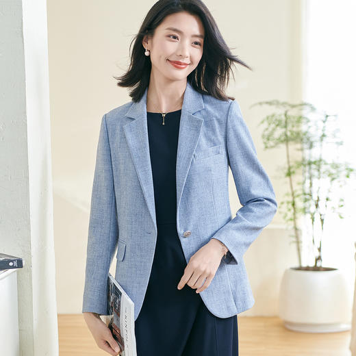 剩S 油画蓝西服外套 米思阳 一粒扣西服 2026春季新款高级感通勤百搭气质西装外套1120 商品图1