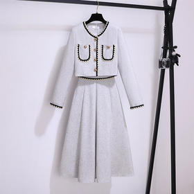 AHM-新款法式小香风高级感气质优雅短外套高腰半身裙两件套