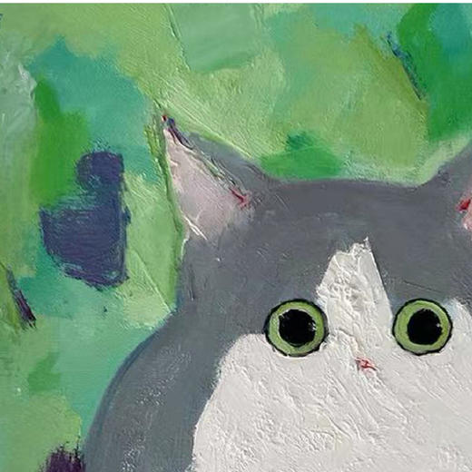 A01 孙洪敏《猫孩子》40*50CM 布面油画 手绘原作  已装框（白色木制）艺术家本人特供 仅有1张现货顺丰包邮 商品图2