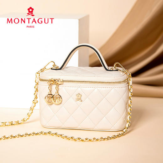 梦特娇（MONTAGUT）镜子化妆包羊皮菱格盒子链条斜挎包 商品图1