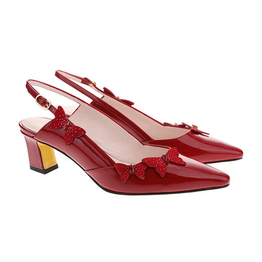 sheme蝶雨彩虹系列进口漆皮水晶蝴蝶结点缀优雅时尚女士单鞋可定制 商品图4