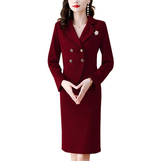 AHM-新款气质女神范高级感时尚西装领包臀裙职业工作服两件套 商品图4