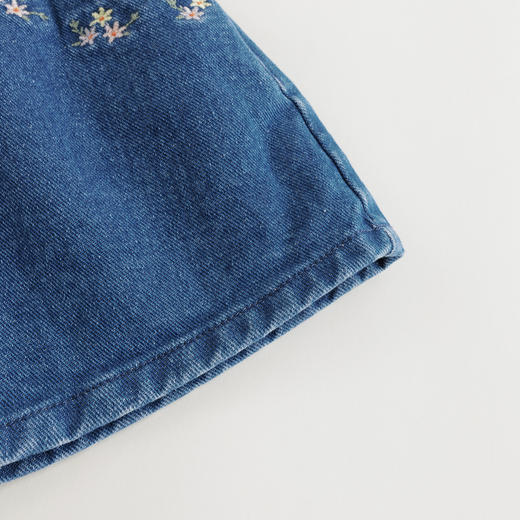 【马克珍妮 芦芙】女童花边腰刺绣小花牛仔短裙半身裙春款240130 商品图4