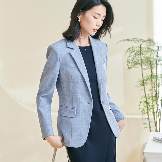 剩S 油画蓝西服外套 米思阳 一粒扣西服 2026春季新款高级感通勤百搭气质西装外套1120 商品图7
