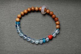 JSNM0134°老料金丝楠木|海宝蓝手串