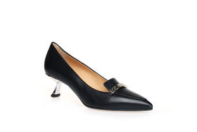 豪麟名鞋奥莱进口迪嘉女鞋皮鞋羊皮革F24669P黑色  原价4260元