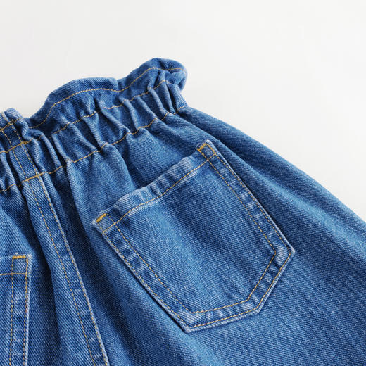 【马克珍妮 芦芙】女童纯棉小花刺绣花边腰牛仔裤240136 商品图4