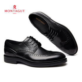 梦特娇春款真皮布洛克鞋绅士商务正装鞋男士皮鞋帅气休闲男皮鞋商务男鞋