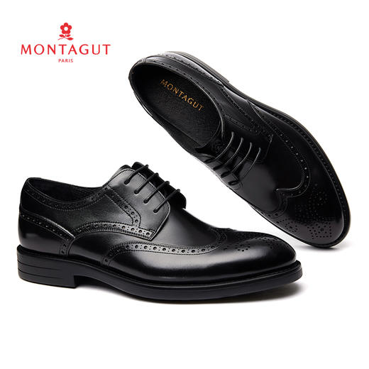 梦特娇春款真皮布洛克鞋绅士商务正装鞋男士皮鞋帅气休闲男皮鞋商务男鞋 商品图0