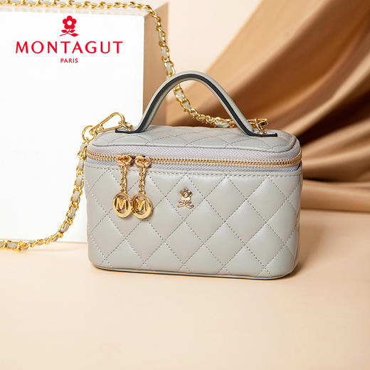 梦特娇（MONTAGUT）镜子化妆包羊皮菱格盒子链条斜挎包 商品图5