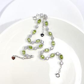 HZ~S925橄榄石蛋面4*6mm手链