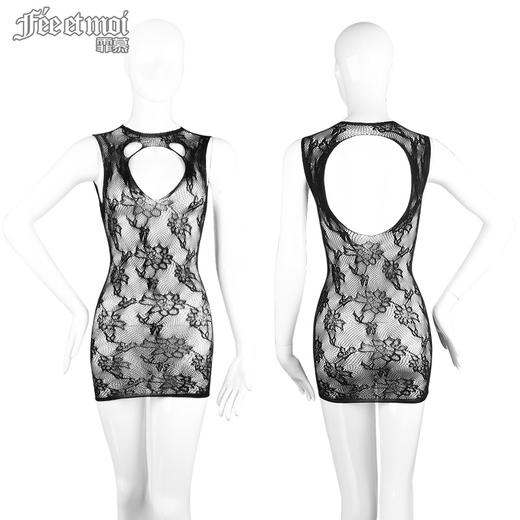 【情趣内衣】霏慕露背网眼提花连身网袜包臀网衣7561 商品图4