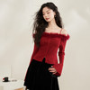 西遇法式纯欲一字肩毛衣女新款毛茸茸短款针织上衣10240043 商品缩略图4