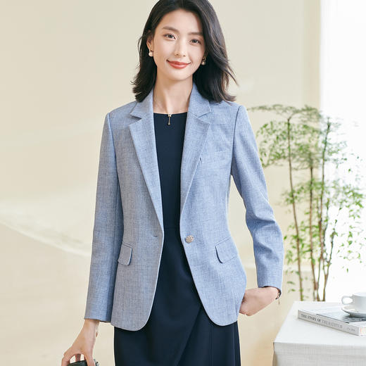 剩S 油画蓝西服外套 米思阳 一粒扣西服 2026春季新款高级感通勤百搭气质西装外套1120 商品图5
