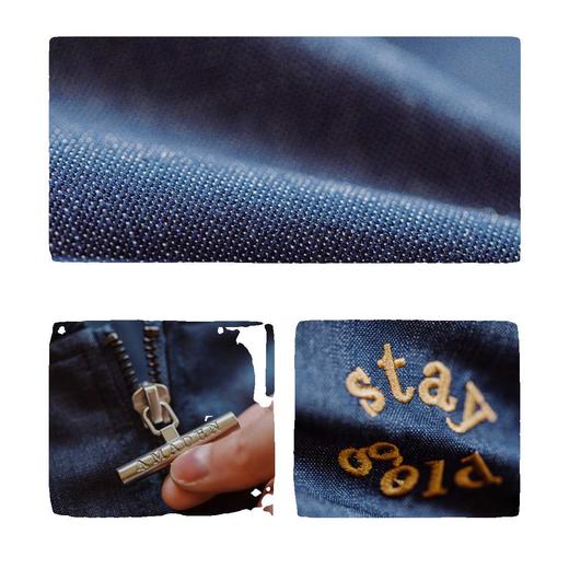 马登女装仿牛仔刺绣高腰棒球服辣妹风飞行员夹克拼接棒球衫外套 商品图4