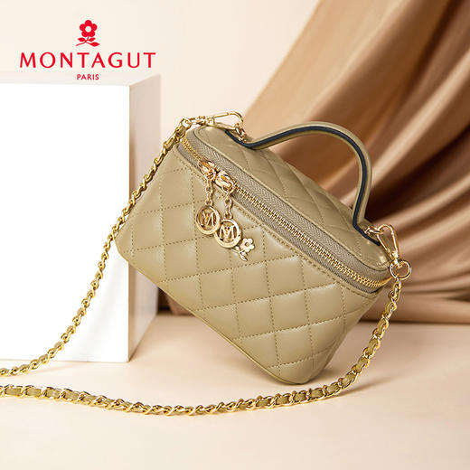 梦特娇（MONTAGUT）镜子化妆包羊皮菱格盒子链条斜挎包 商品图6