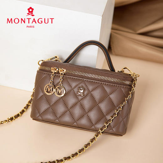 梦特娇（MONTAGUT）镜子化妆包羊皮菱格盒子链条斜挎包 商品图2