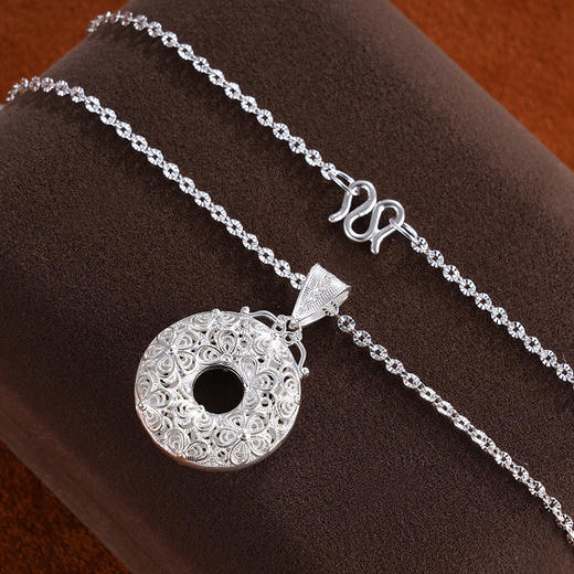 子佩集S990银【繁花蜜语】套链项链【QFTL007】花丝平安扣圆圈2402 商品图1
