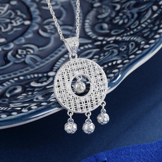 子佩集S990银【清音流年】吊坠【MXDZ023】花丝(不含链)三球圆圈2402 商品图1
