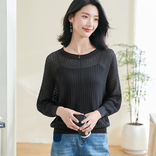 米思阳【蝙蝠袖罩衫】2026春季新款时尚气质显瘦半透针织衫空调衫0475 商品图1