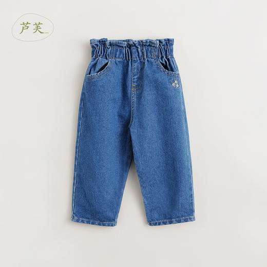 【马克珍妮 芦芙】女童纯棉小花刺绣花边腰牛仔裤240136 商品图1