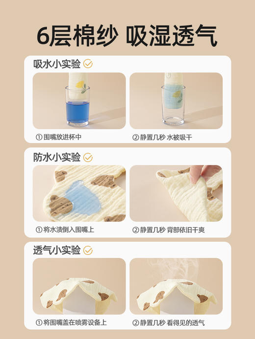 贝肽斯围嘴婴儿秋冬纯棉纱布口水巾新生儿宝宝防水防吐奶口水围兜 商品图3