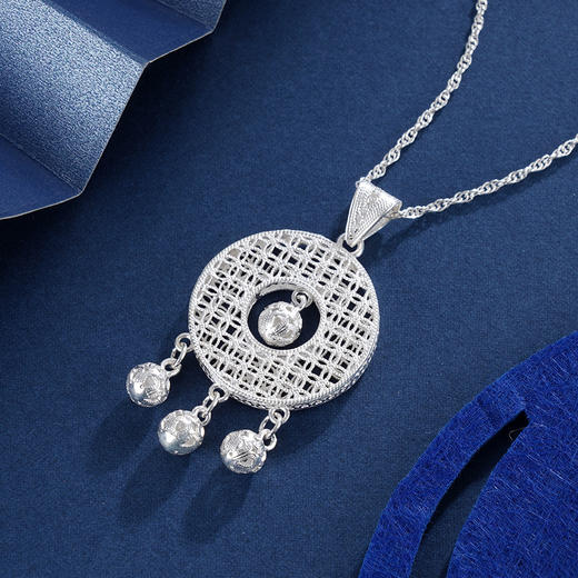 子佩集S990银【清音流年】吊坠【MXDZ023】花丝(不含链)三球圆圈2402 商品图0