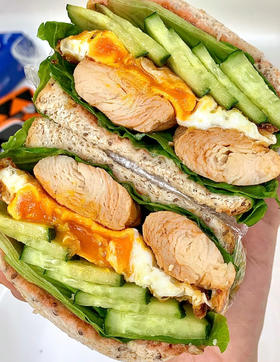 减脂早餐|蔬菜鸡胸肉三明治|5分钟快手