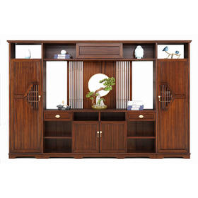 新红鹰韵系列金丝黄檀木叫泰国橡胶木书柜