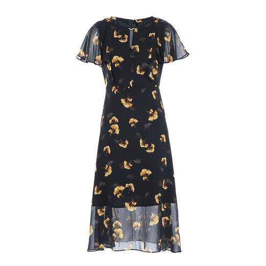 EITIE爱特爱EITIE爱特爱夏新款复古法式优雅印花时尚通勤温柔感真丝连衣裙B2307140 商品图5