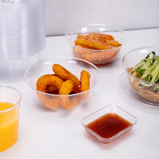 喇叭花一次性水晶碗塑料盘透明味碟硬塑料水晶火锅饭碗100只 商品图8