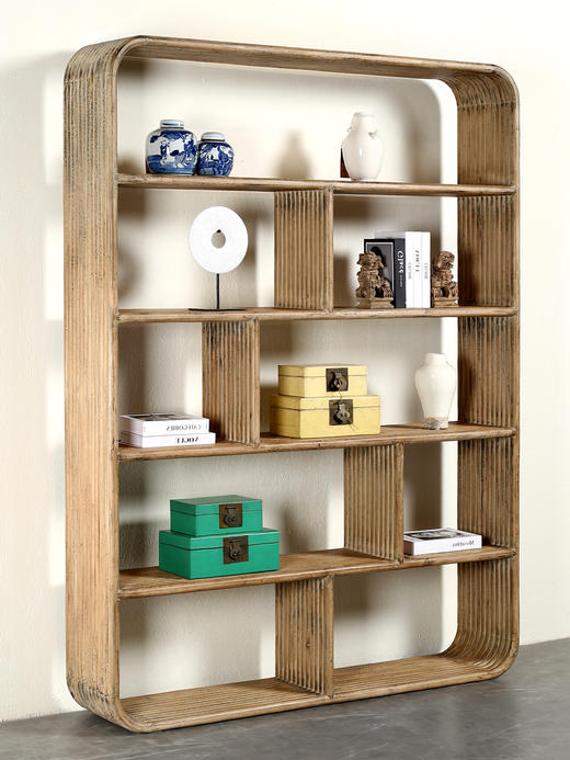 华伦新品实木简约书架现代书房客厅展示轻奢书柜置物多功能博古架 商品图3