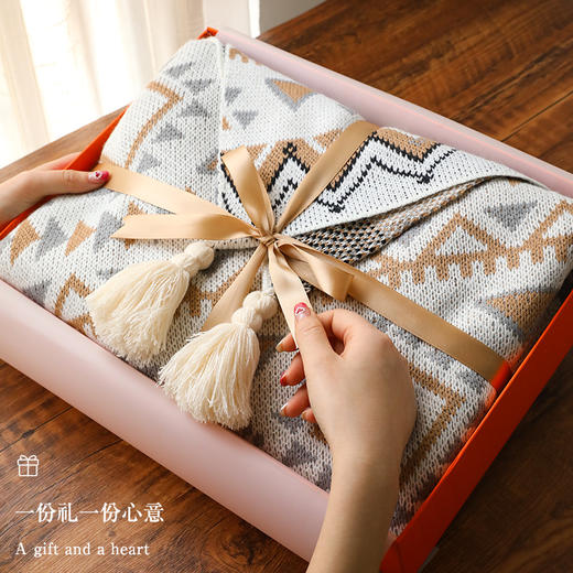 【针织毛毯礼盒！一份礼！一份心意！】女神节三八节礼物！百搭多用！温柔肤感！质感细腻！送给ta！ta！ta！-FNJ2401 商品图0