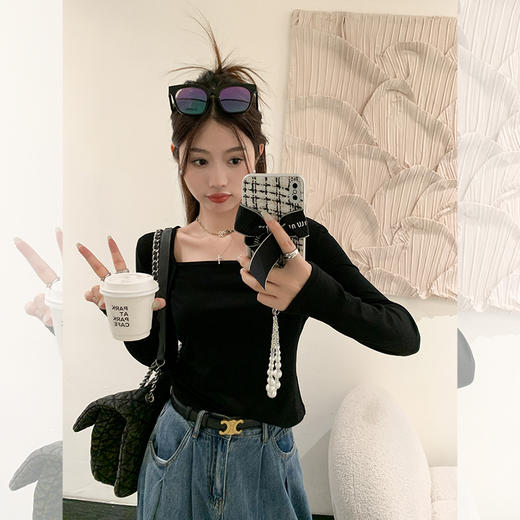 <曾小咸推荐>【基础好搭】3色方领长袖T恤 商品图2