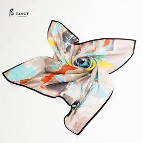 TANGY Collection天意精品2024春季新款联名款敦煌系列莨绸香云纱包边方巾L241413