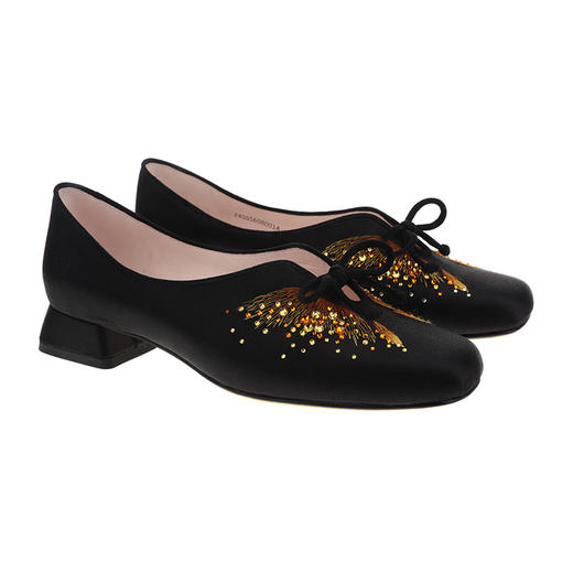 sheme新中式蝶舞飞扬系列原创设计刺绣水晶点缀优雅时尚粗跟女士单鞋可定制 商品图5