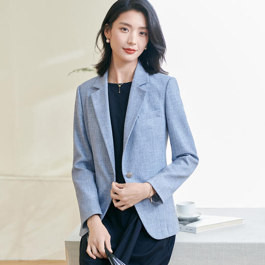 剩S 油画蓝西服外套 米思阳 一粒扣西服 2026春季新款高级感通勤百搭气质西装外套1120 商品图3