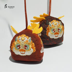 TANGY/天意2024新款莨绸香云纱绣花瑞龙香囊挂饰CL241412