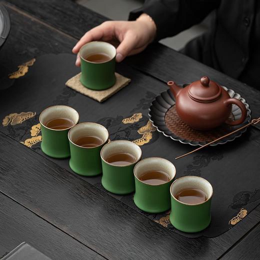 节节高升杯粗陶品杯竹绿色茶杯竹绿釉主人杯茶具套装竹节小杯子 商品图3