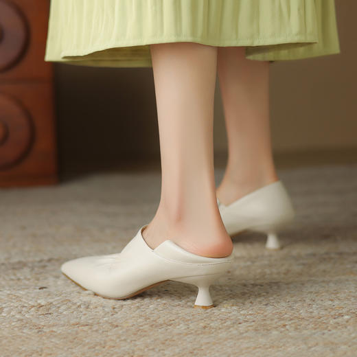 阿么手工女鞋真皮深口单鞋软底温柔中跟4.5CM简约通勤工作鞋百搭 商品图1