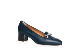 豪麟名鞋奥莱进口迪嘉女鞋乐福鞋牛皮革M4246P蓝色  原价4260元