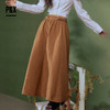 PX女装春季新款 梭织半身长裙长款百褶裙文艺复古 824107894 咖啡 商品缩略图2